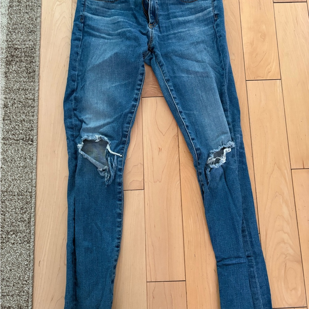 AG Adriano Goldschmied Distressed Skinny Jeans in Blue